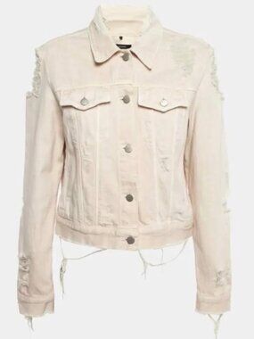 J Brand Distressed Jean Jacket Cream NWOT